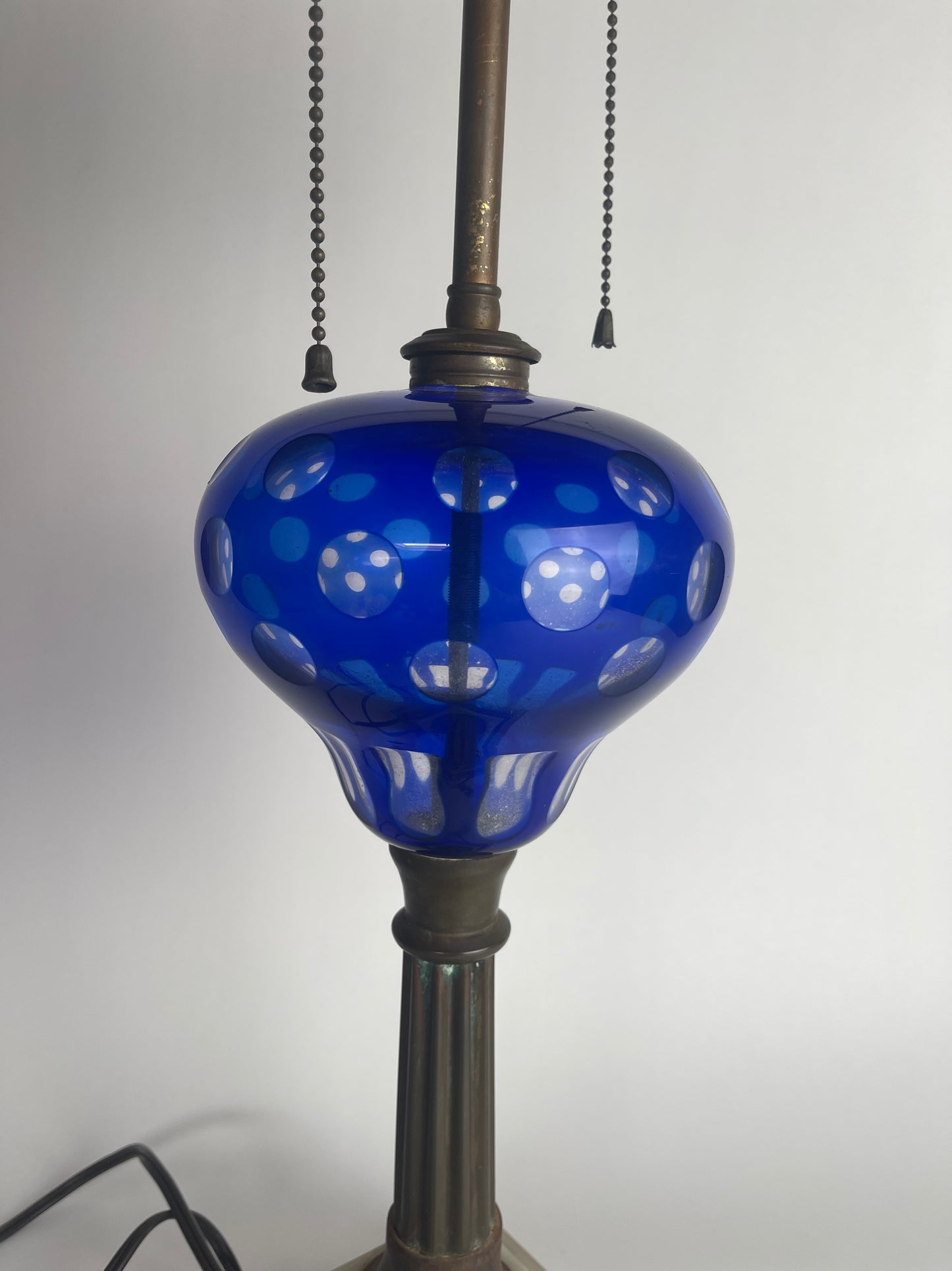 Cobalt Cut Glass Lamp