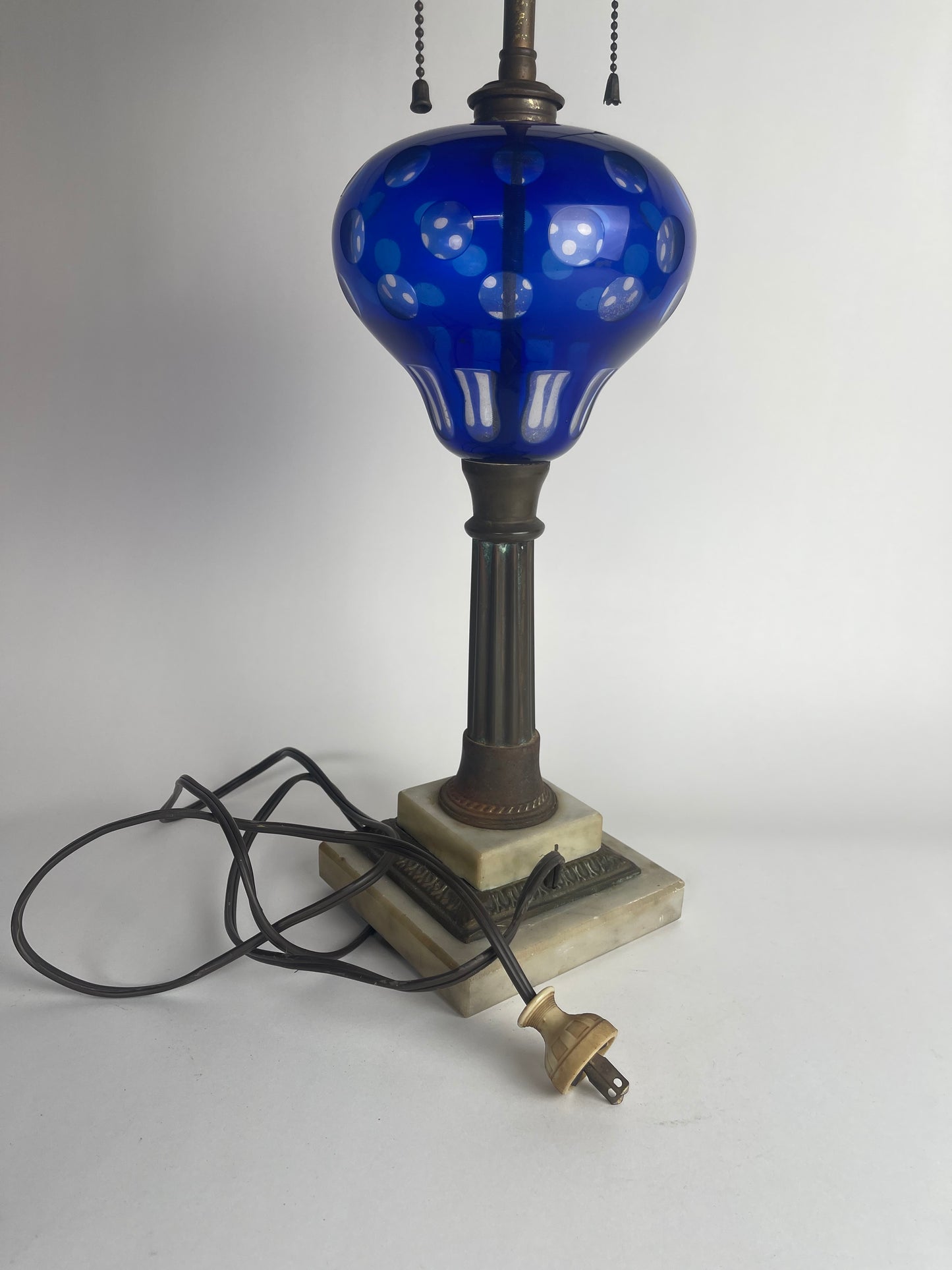 Cobalt Cut Glass Lamp