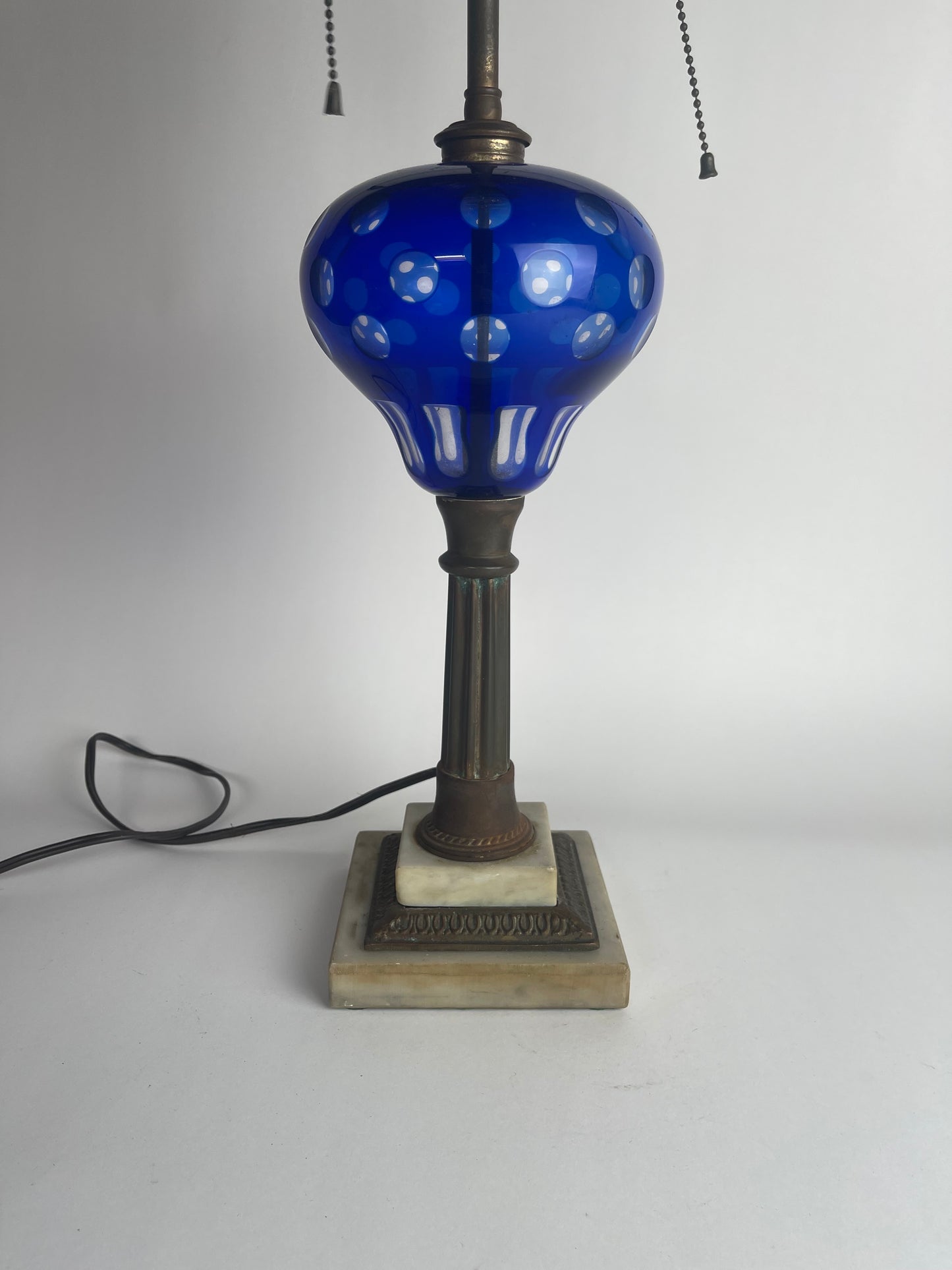 Cobalt Cut Glass Lamp