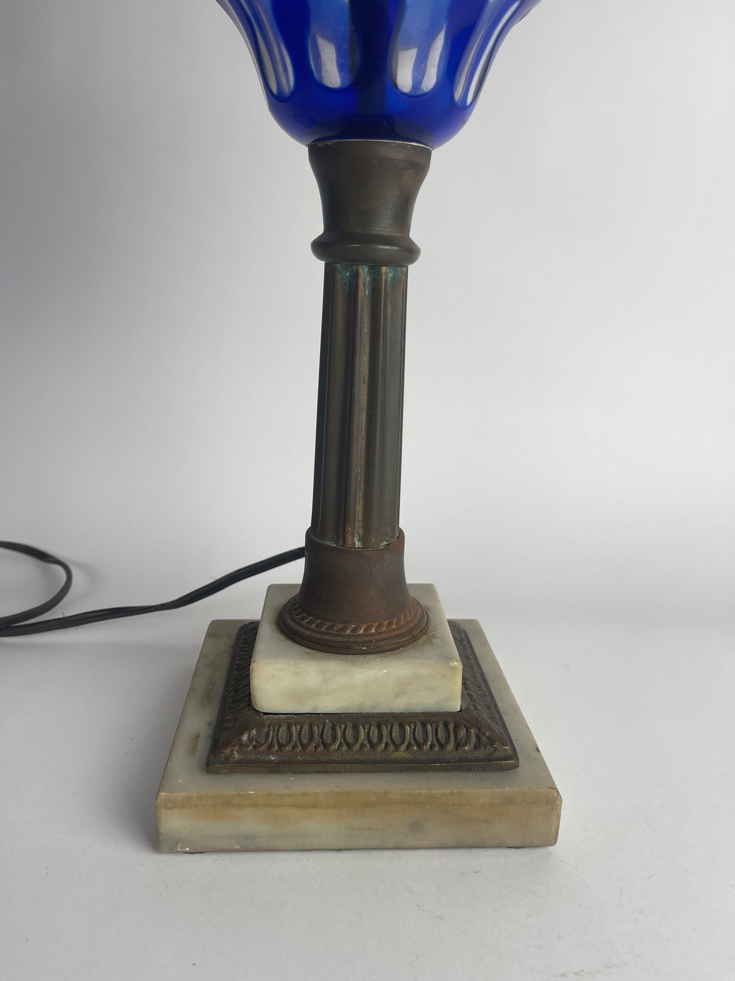 Cobalt Cut Glass Lamp