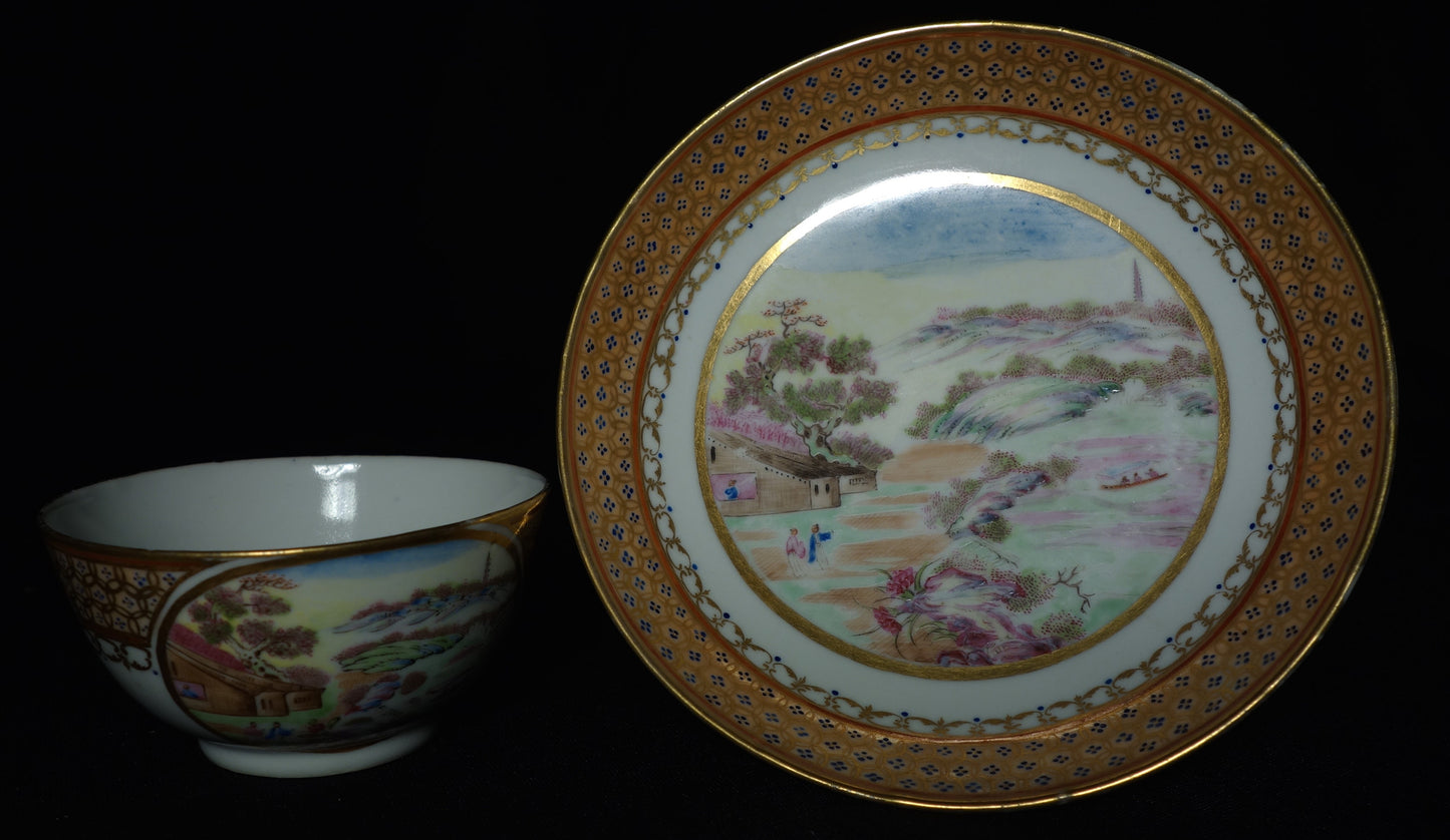 Chinese Export Tea Bowl and Saucer