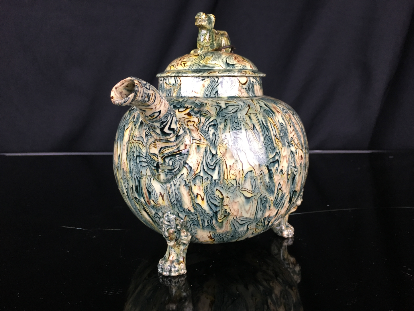 Agateware Footed Teapot