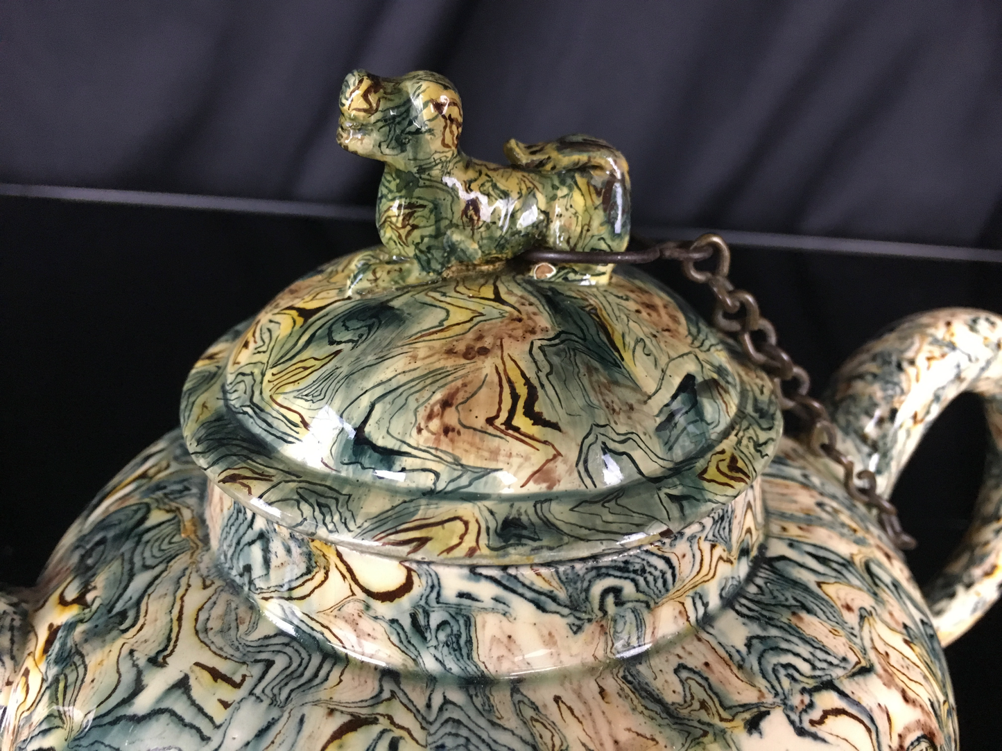 Agateware Footed Teapot