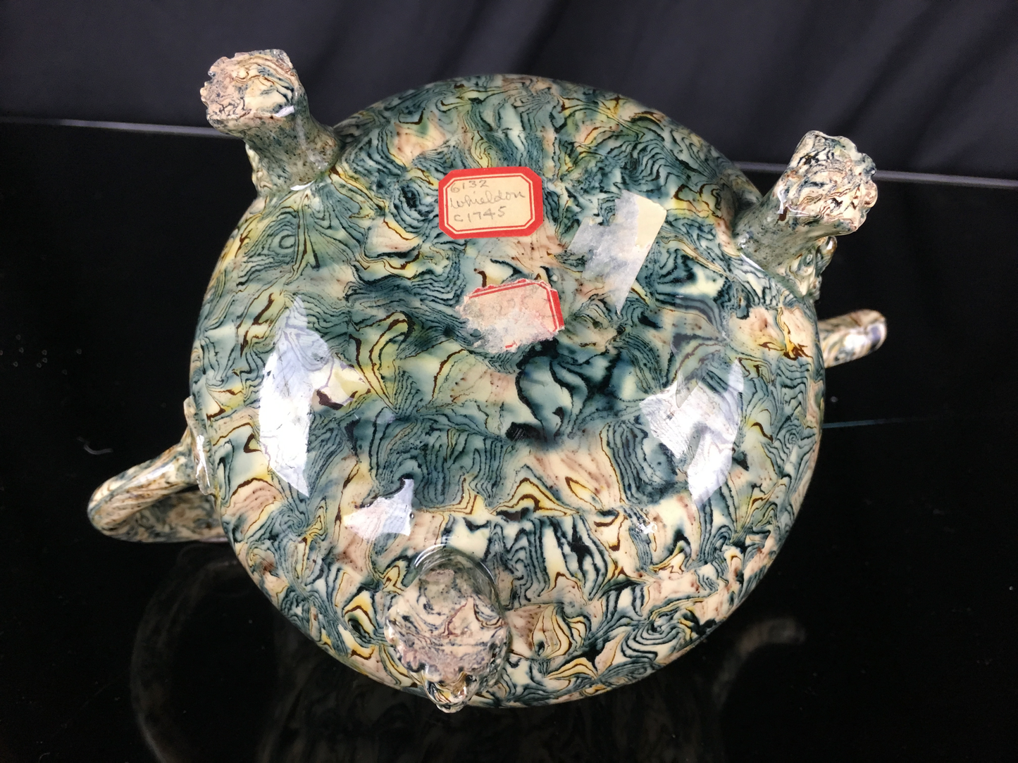 Agateware Footed Teapot