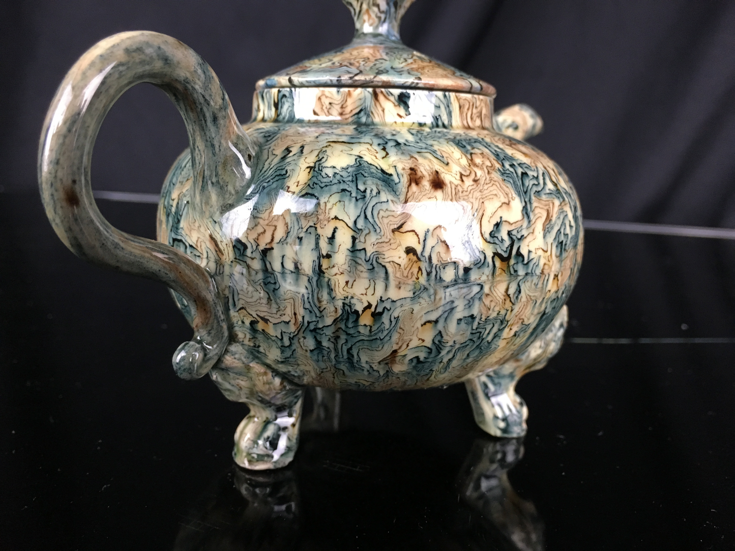 Agateware Footed Teapot