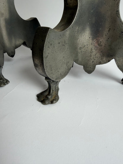 Pair of 18th-century German pewter pricket candlesticks