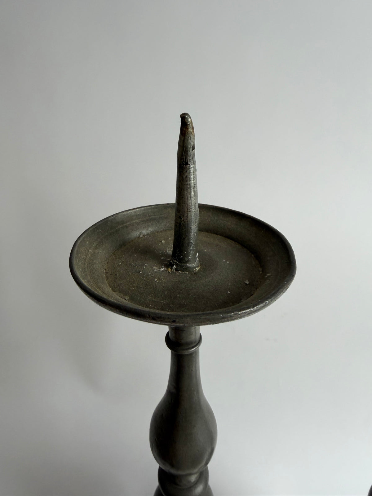 Pair of 18th-century German pewter pricket candlesticks