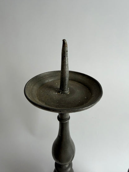 Pair of 18th-century German pewter pricket candlesticks
