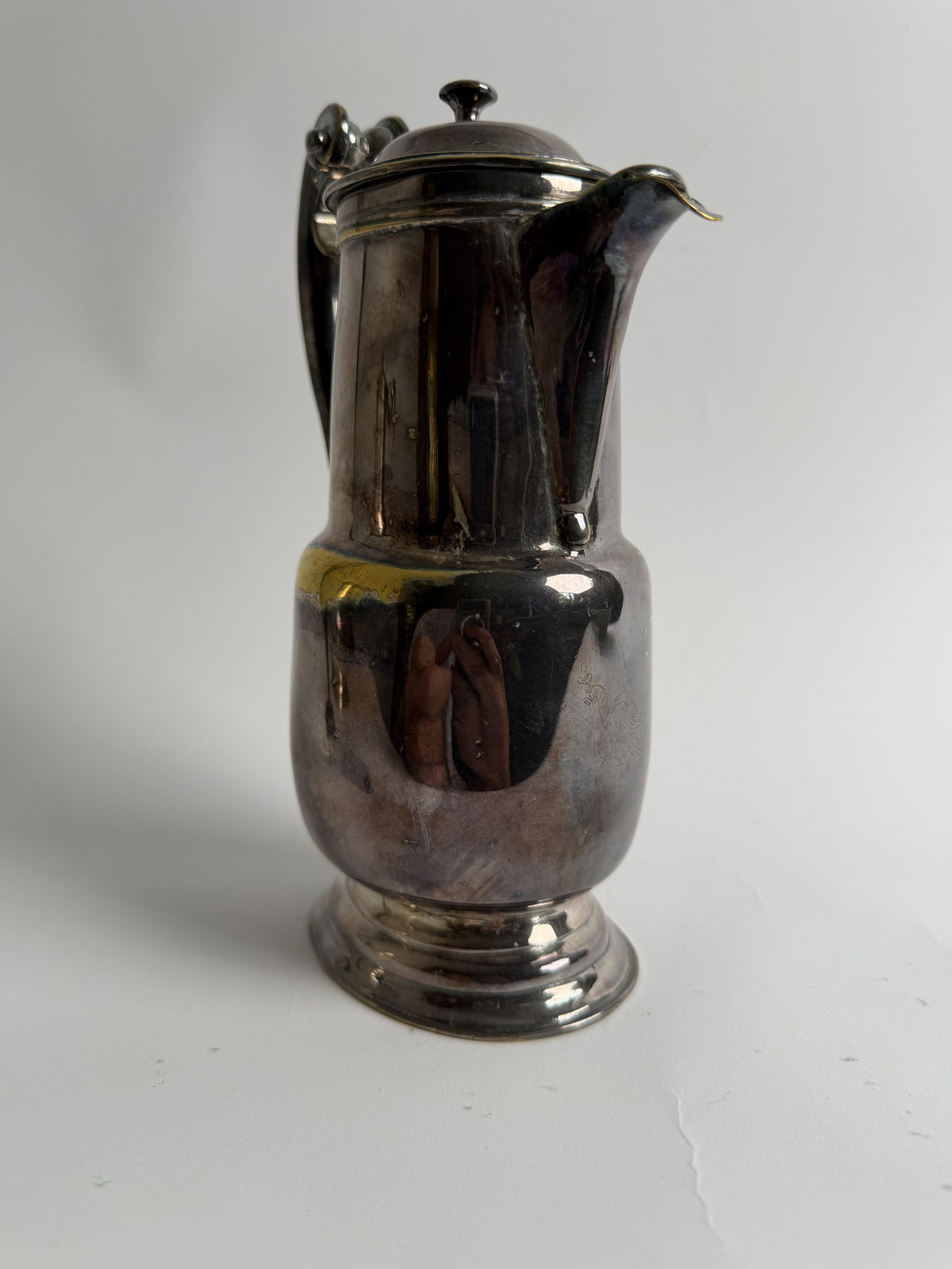 French Silver-Plated Barber's Jug with Bird Crest
