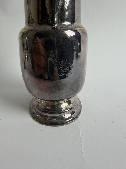 French Silver-Plated Barber's Jug with Bird Crest