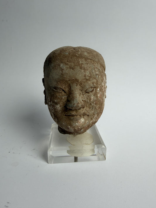 Han Dynasty Pottery Head on Stand