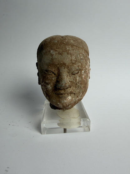 Han Dynasty Pottery Head on Stand