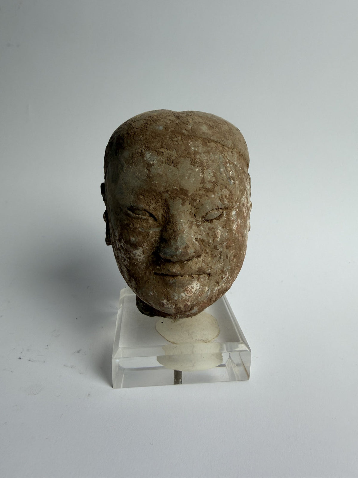 Han Dynasty Pottery Head on Stand