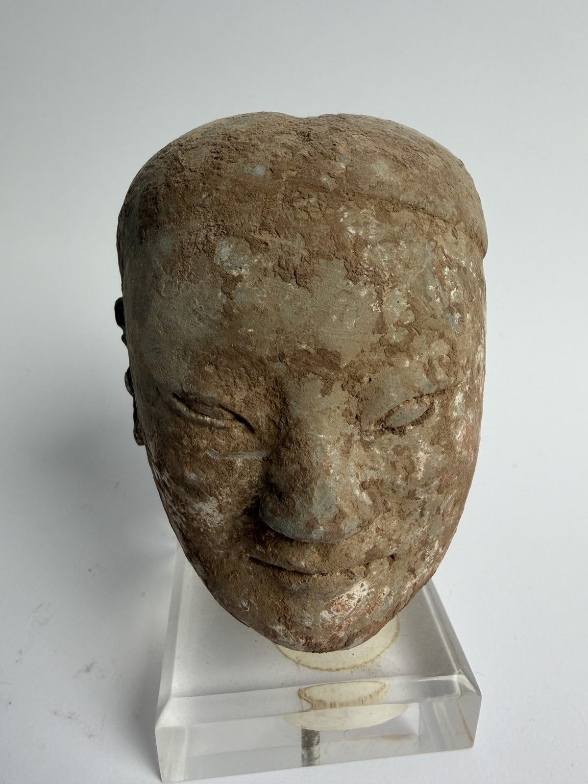 Han Dynasty Pottery Head on Stand