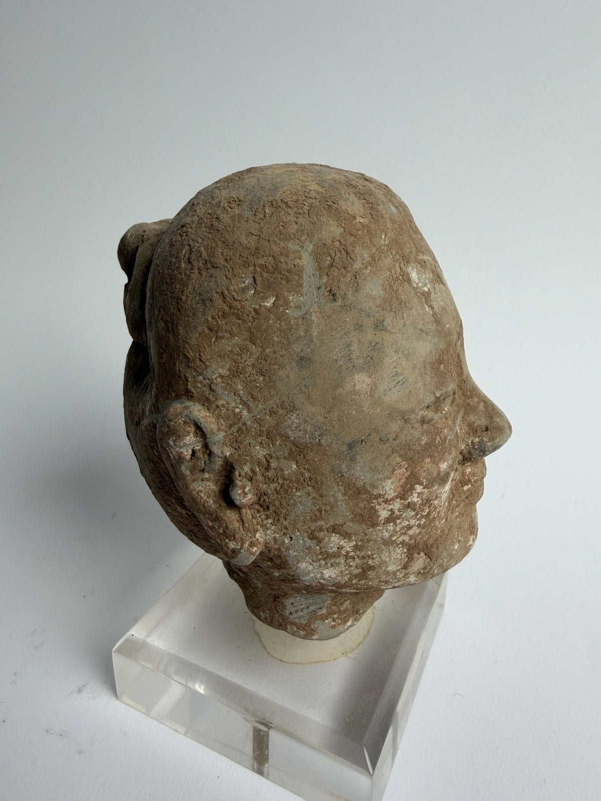 Han Dynasty Pottery Head on Stand