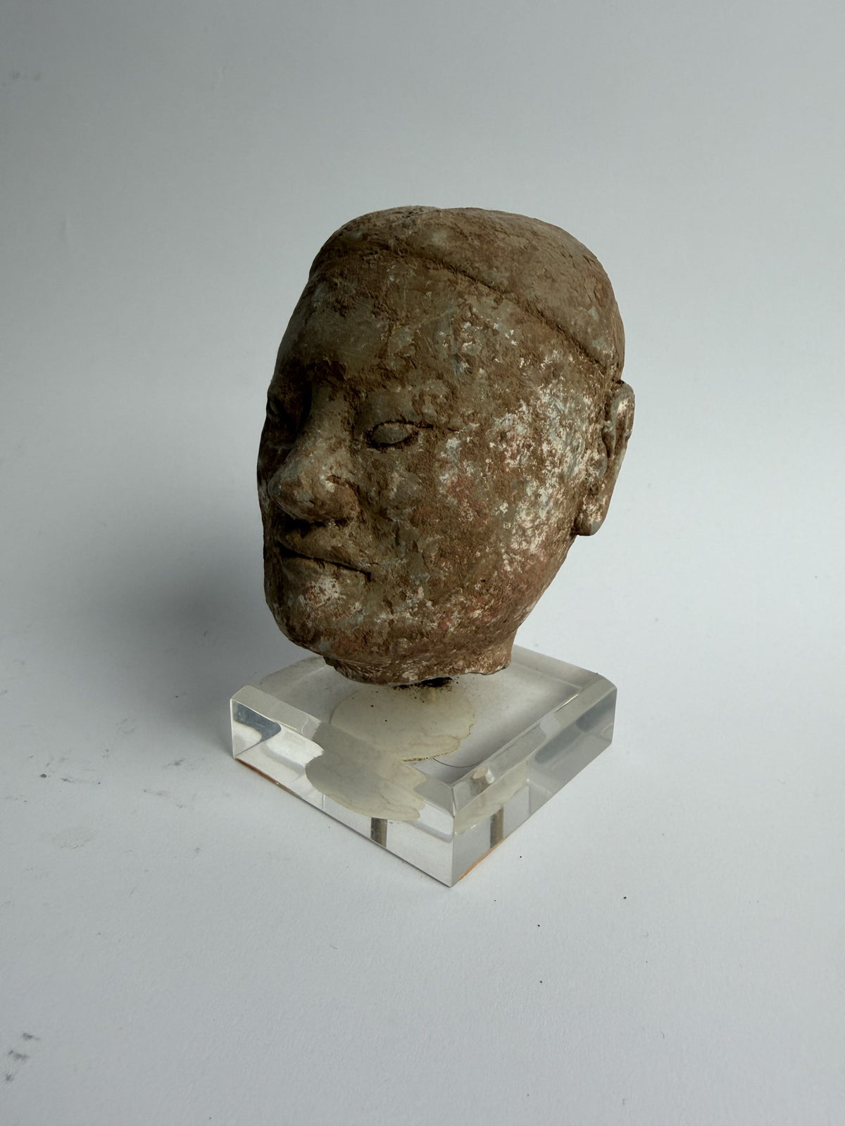 Han Dynasty Pottery Head on Stand