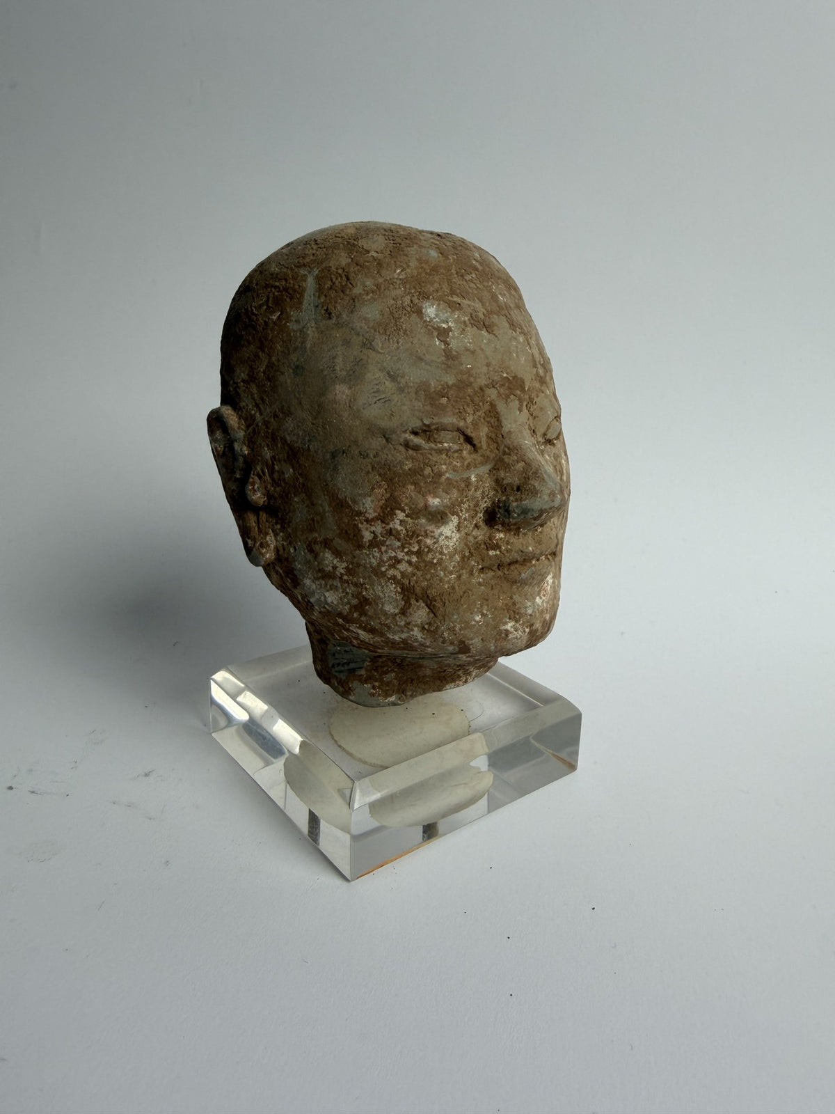 Han Dynasty Pottery Head on Stand