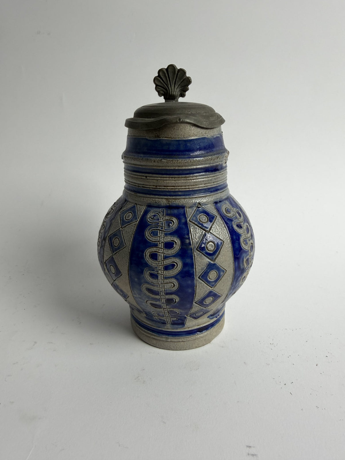 Westerwald Stoneware Jug with Pewter Lid