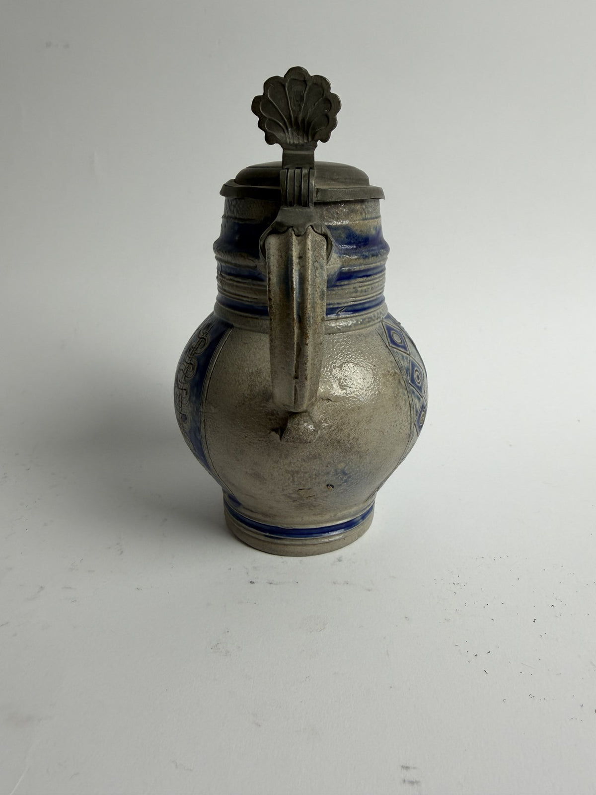 Westerwald Stoneware Jug with Pewter Lid