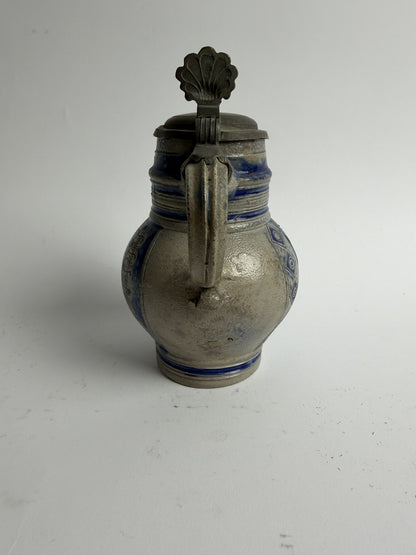 Westerwald Stoneware Jug with Pewter Lid