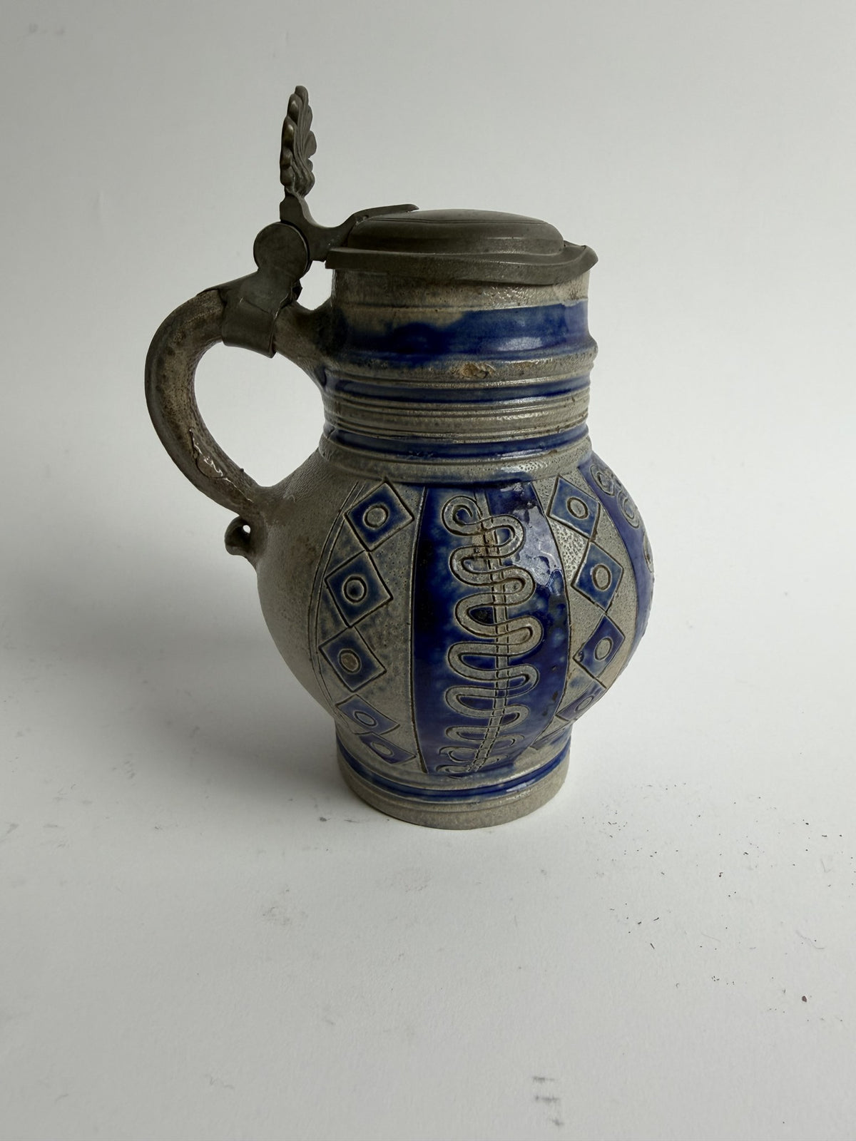 Westerwald Stoneware Jug with Pewter Lid