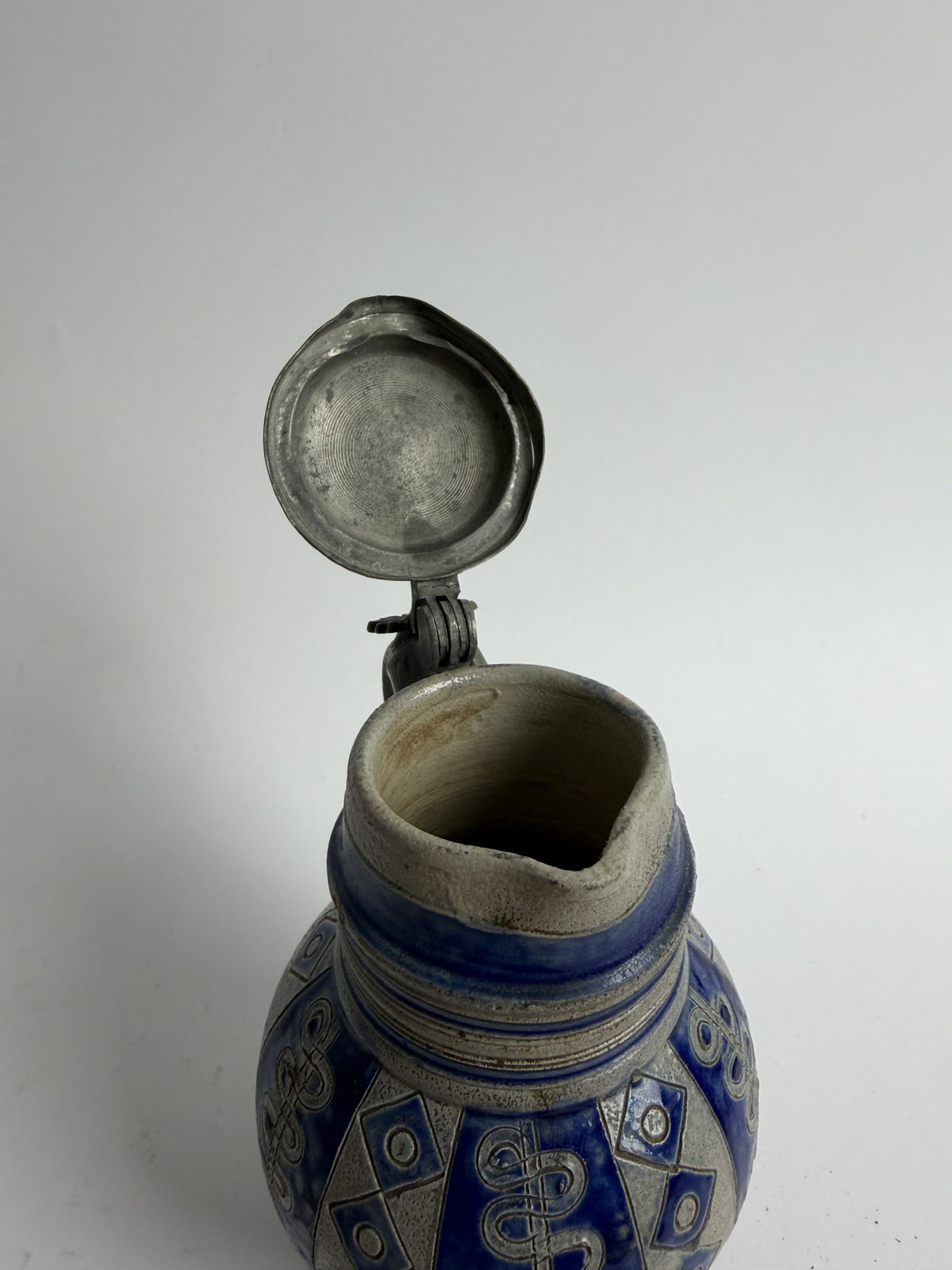 Westerwald Stoneware Jug with Pewter Lid