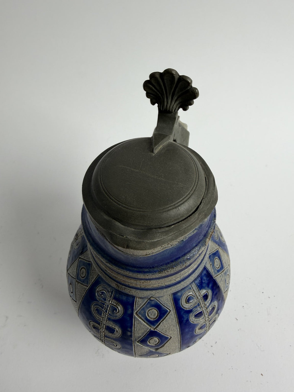 Westerwald Stoneware Jug with Pewter Lid