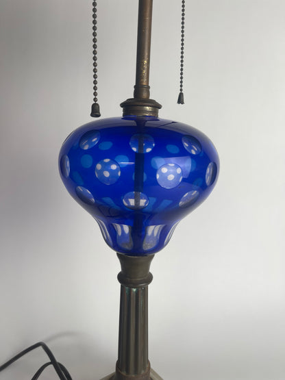 Cobalt Cut Glass Lamp