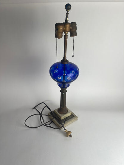 Cobalt Cut Glass Lamp