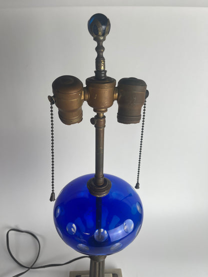 Cobalt Cut Glass Lamp