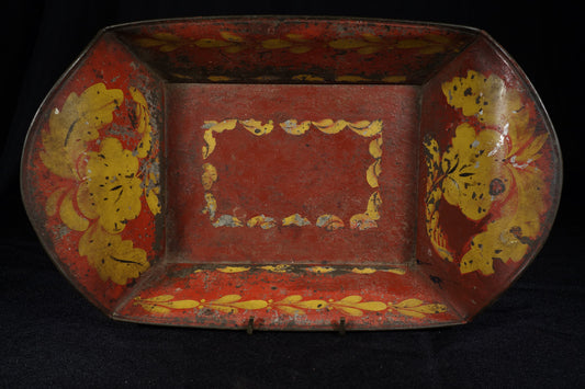 Red Toleware Bread Tray