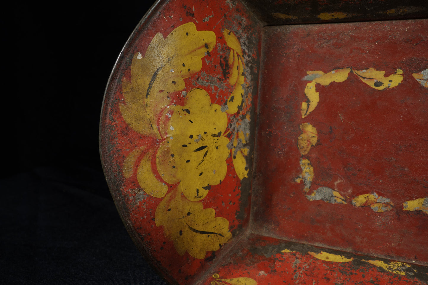 Red Toleware Bread Tray