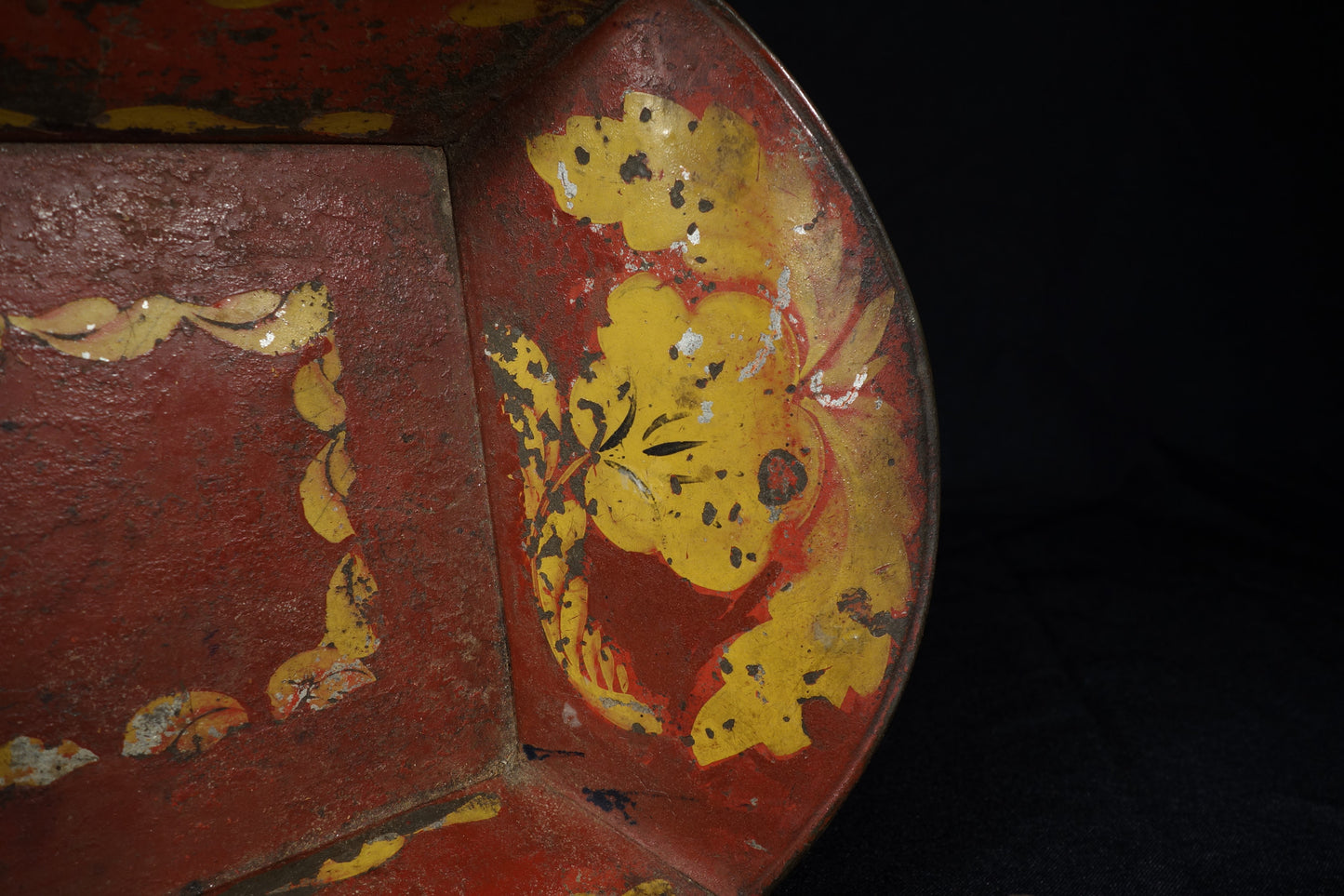Red Toleware Bread Tray