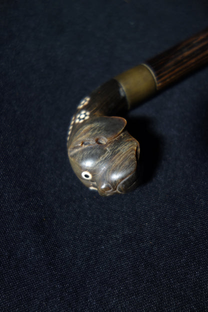 Carved Horn Dog Cane