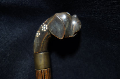 Carved Horn Dog Cane