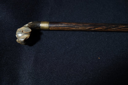 Carved Horn Dog Cane