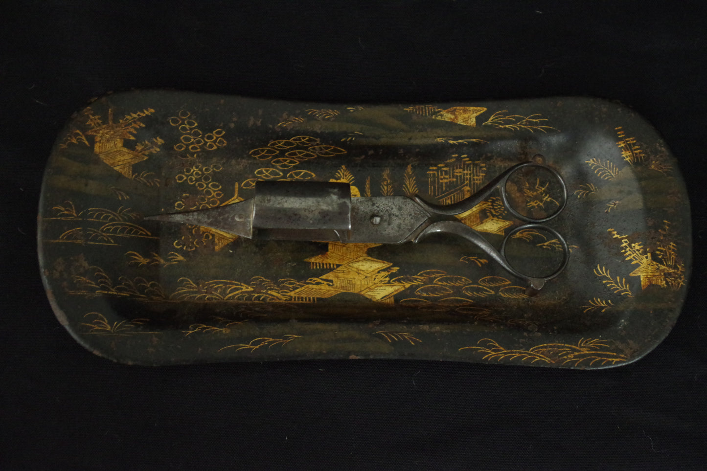 Chinoiserie Snuffers and Stand