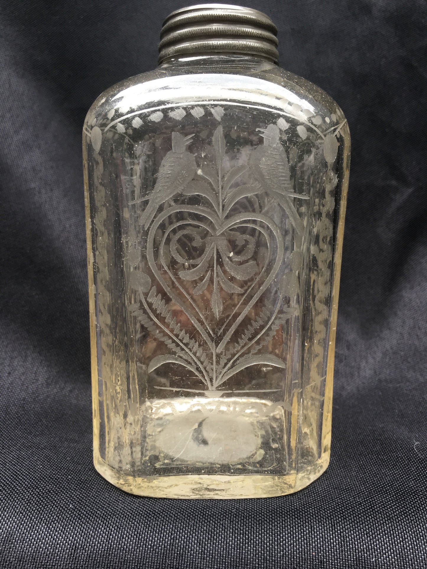 Etched Flask with Pewter Lid