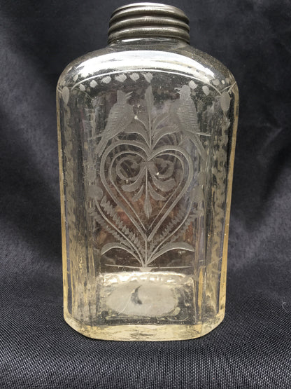 Etched Flask with Pewter Lid