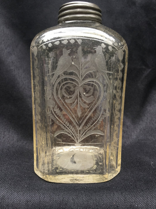 Etched Flask with Pewter Lid