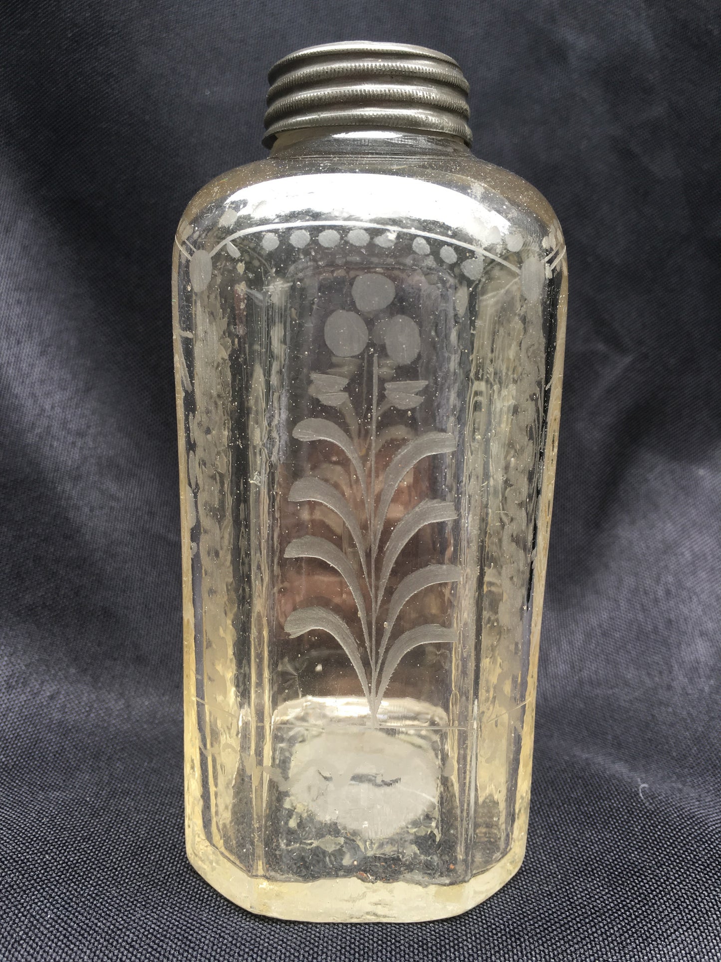 Etched Flask with Pewter Lid