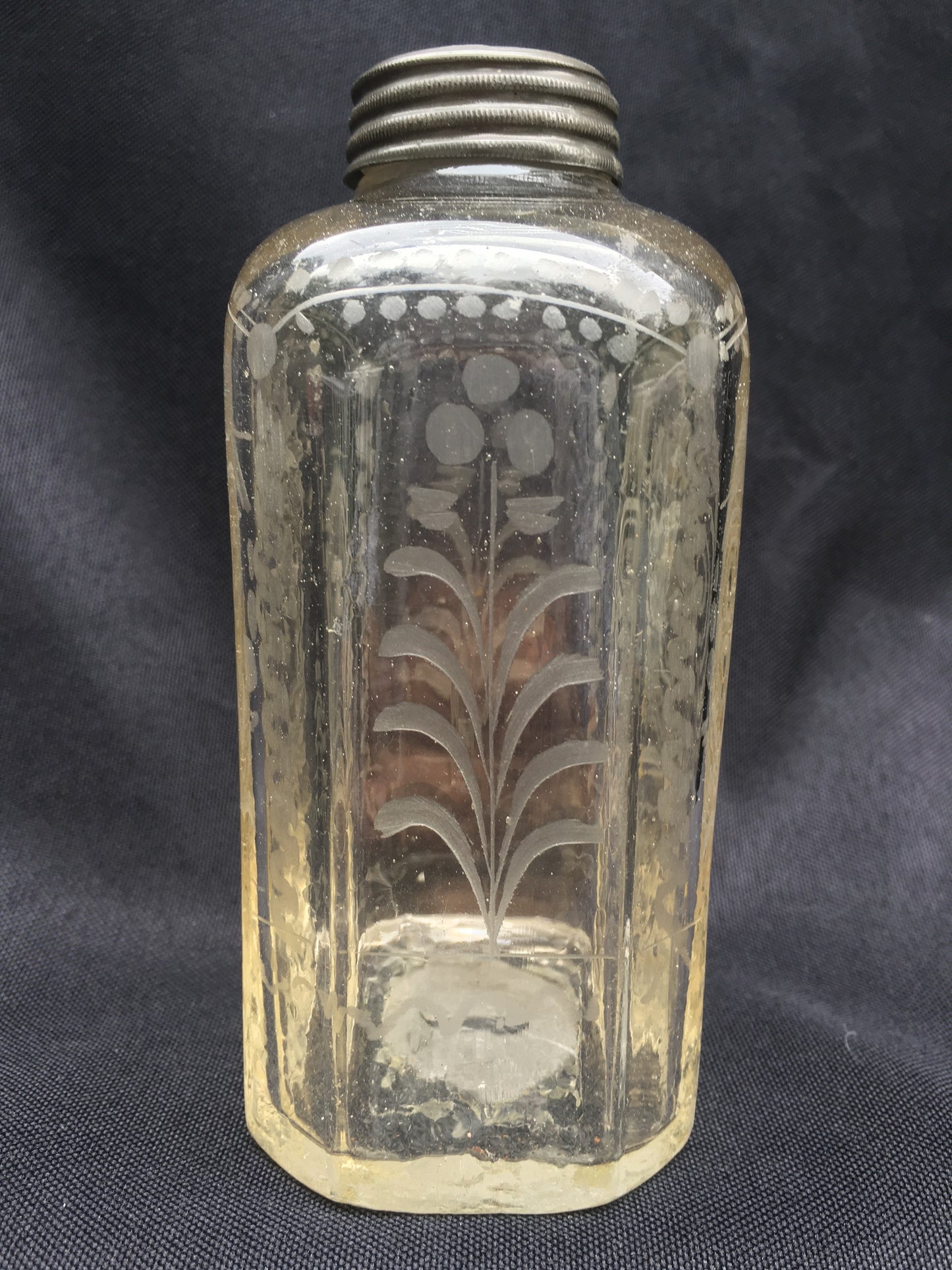 Etched Flask with Pewter Lid