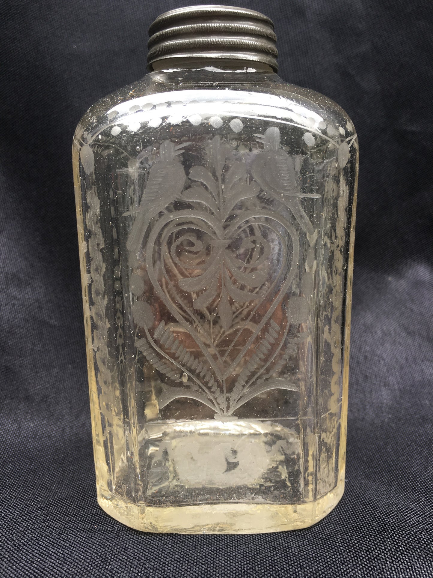Etched Flask with Pewter Lid