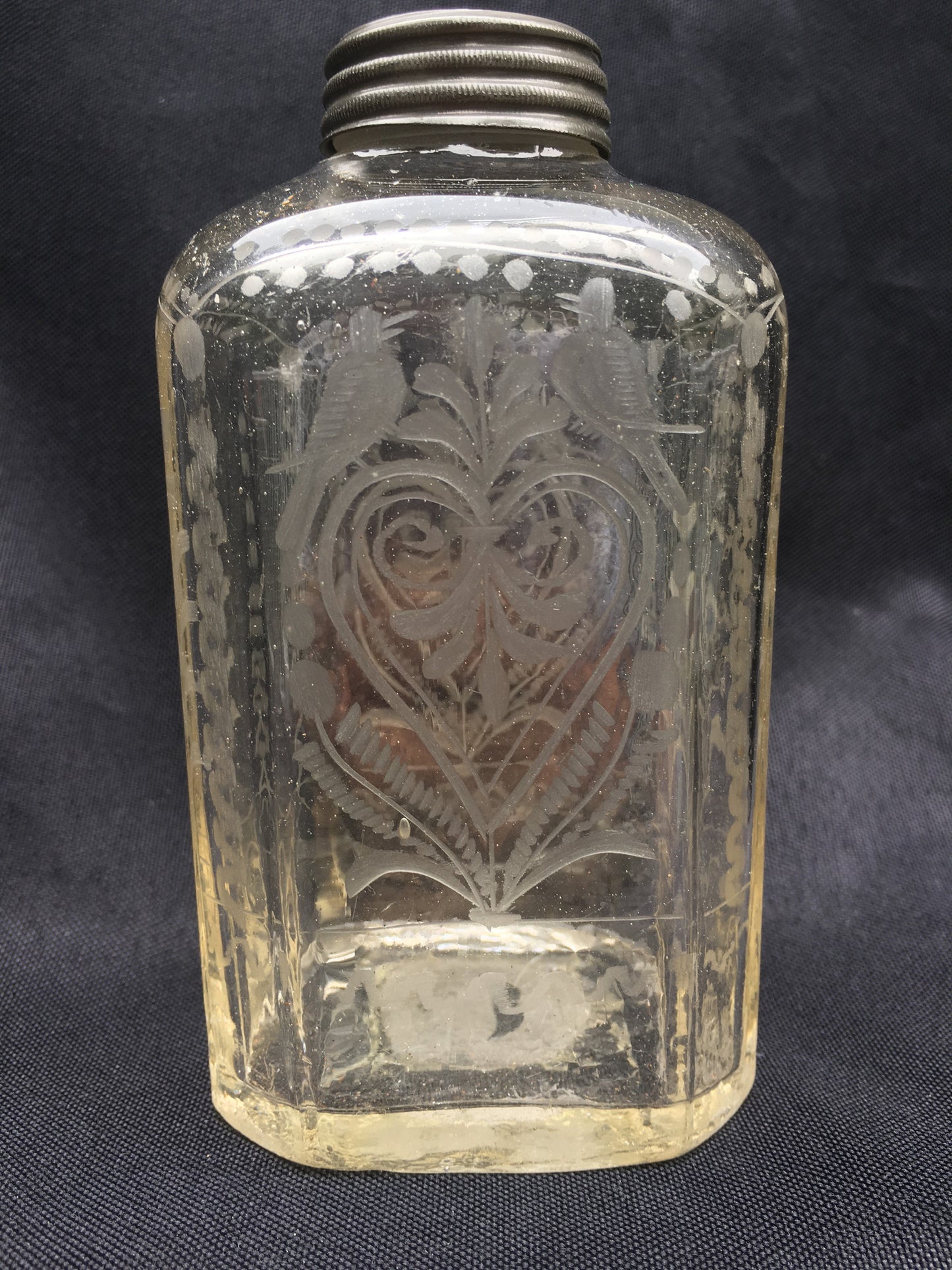 Etched Flask with Pewter Lid