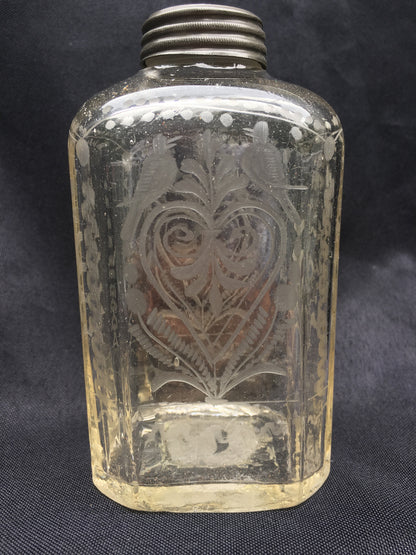 Etched Flask with Pewter Lid