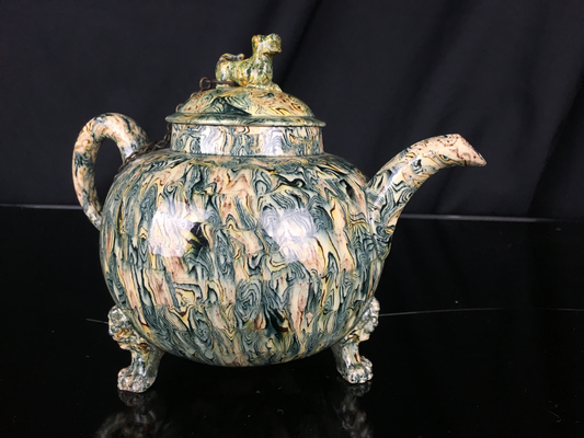 Agateware Footed Teapot