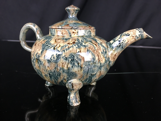 Agateware Footed Teapot