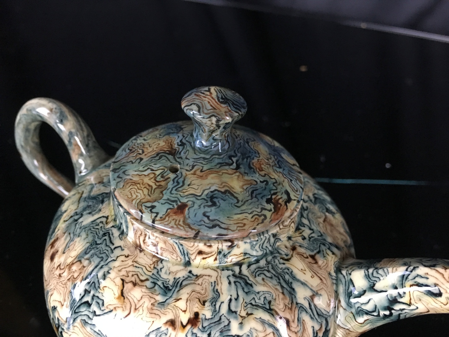Agateware Footed Teapot