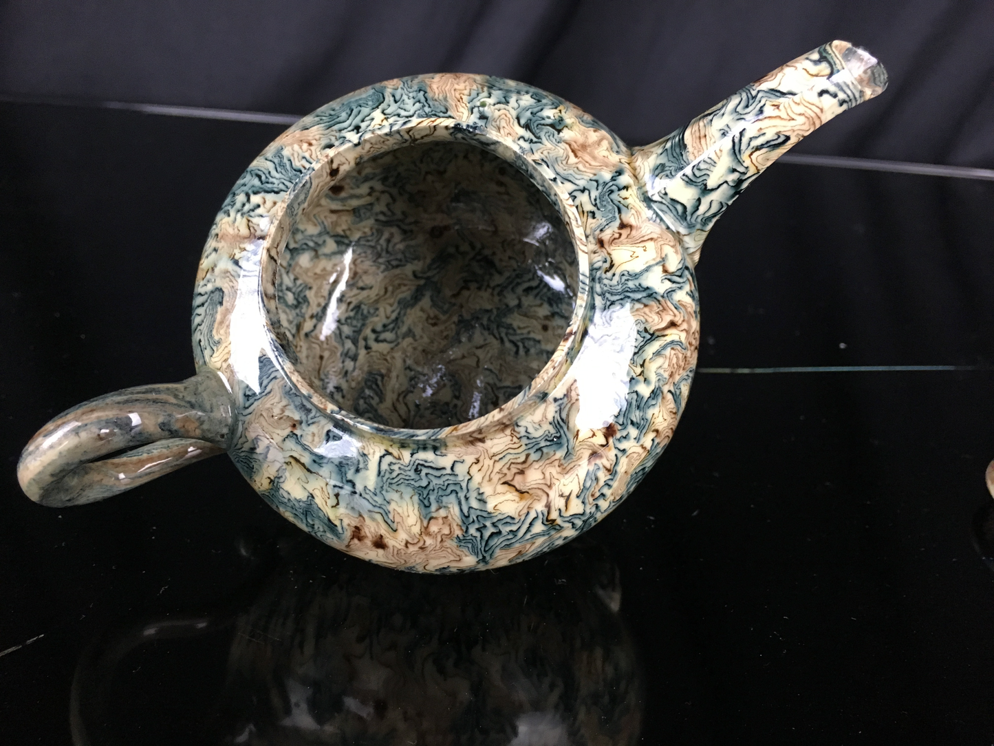 Agateware Footed Teapot