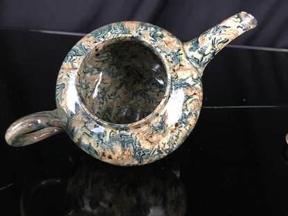 Agateware Footed Teapot